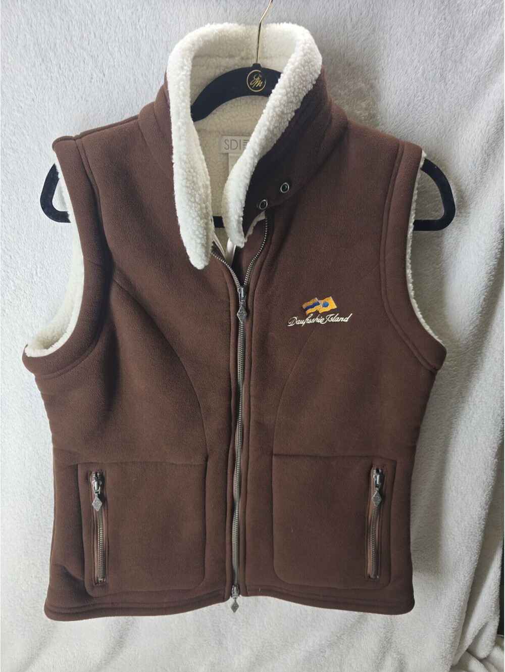 SDI Women's Medium Daufuskie Island Warm Sleeveless Vest Collared Full Zipper